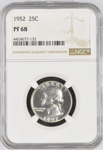 1952 Proof Washington Quarter NGC PF 68, PR68