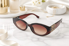 Luxury Oval Cat Eye Sunglasses UV400 Gradient Lens Unisex Trendy Shades Minimal