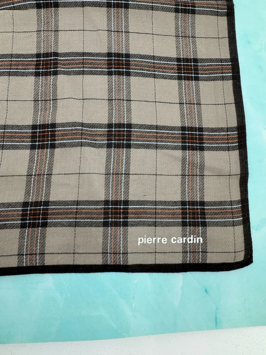PIERRE CARDIN checkered pattern brown Handkerchief 41.5cm