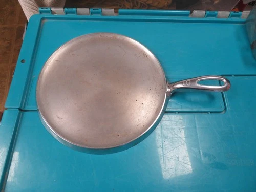 Griswold Nickle Plated Cast Iron #8 Large Block Logo Griddle #608 A Erie PA