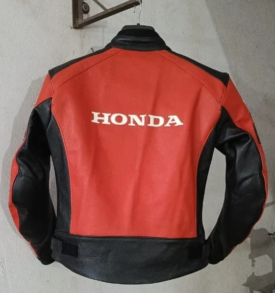 Chaqueta de cuero de vaca Honda motocicletas hombres mujeres motociclista equipo de carreras Foto 2 de 4