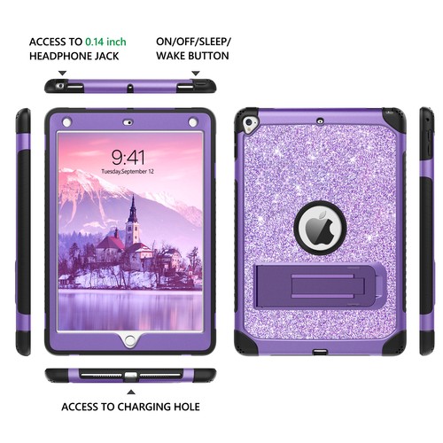 For iPad 5th/6th Generation / iPad Air 2 Case KickStand Rugged Shockproof Cover - Picture 7 of 8