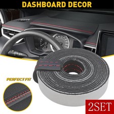 2M PU Leather Car Dashboard Decor Line Strip Sticker Moulding Trim Access 2SET