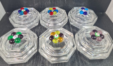 set 6 scatole cristallo forma ottagonale con applicazione murano cm ø 7