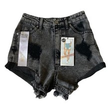 Tinseltown High Rise Distressed Cutoff Denim Shorts NWT Womens 1/25 Acid Wash