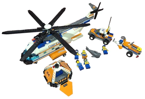 2008 Lego Coast Guard Helicopter Life Raft 4WD & Jet Scooter 7737 & 7738 100%