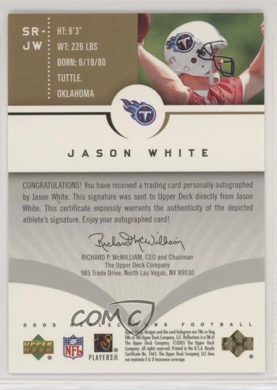 2005 Upper Deck Reflections Signature Gold /89 Jason White #SR-JW Rookie Auto RC - Image 2 of 2