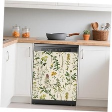 Dishwasher Covers for The Front Magnetic,Spring Wildflowers Green Herb Leaves