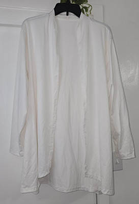 Women's White Solid Open Front Long Sleeve Basic Cardigan Plus 2XL Poly/Span