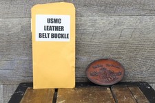 Vintage Leather Belt Buckle - USMC The Few, The Proud, The Marines - 3.25"