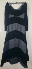 Victor Costa Velvet Dress Women's 14 Black Gray Evening Classic Retro Vintage