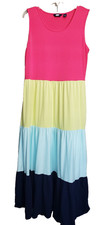 Lands' End Colorblock Tiered Sleeveless Maxi Dress Size Large (14-16)