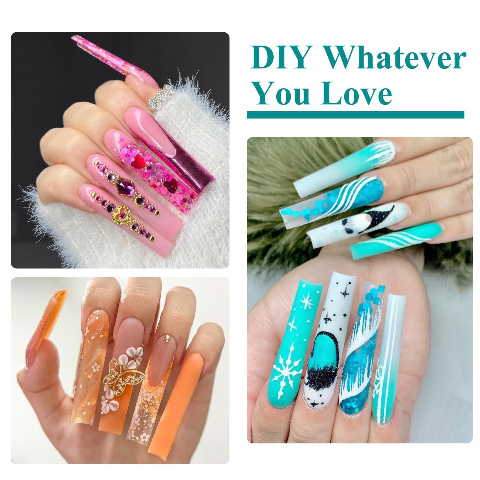 3XL Clear Full Cover Nail Tips for Acrylic Nails Professional, 240PCS Extra L