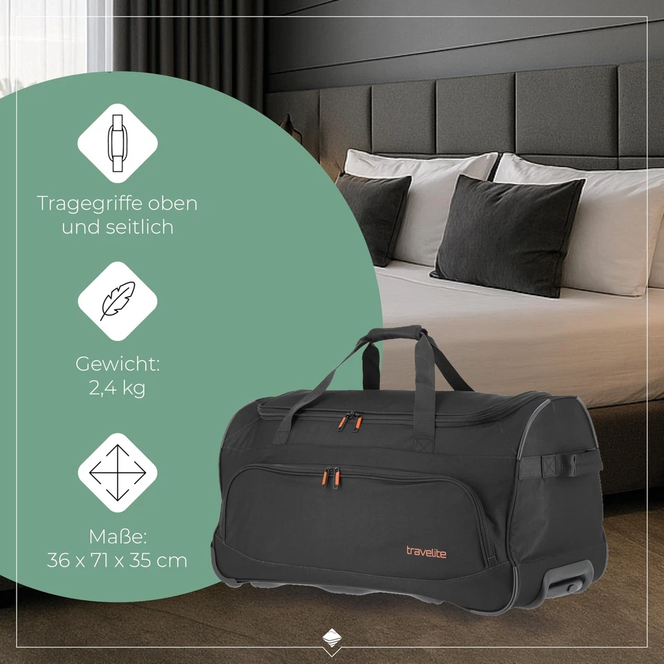 Trolley Reisetasche mit Rollen Sporttasche Basics Fresh Weichgepäck Rolltasch... - Bild 3 von 4