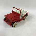 Vintage 1960s Tonka Red Rescue Jeep Pressed Steel Toy Car Red - Missing Light