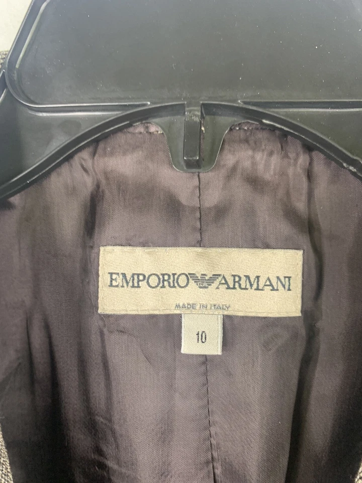 Blazer Emporio Armani Mujer Lana Virgen Botón Delantero Manga Larga Chaqueta Talla 10 Foto 2 de 4