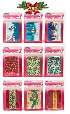 Christmas Cake Frill Frills Decoration Holly Snowman Stars | eBay