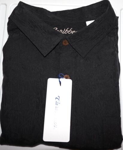 Camisa de campamento Roundtree Yorke Caribbean manga corta GRANDE 4X negra nueva con etiquetas (ryc375) - Imagen 2 de 8