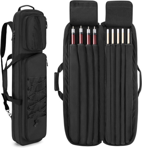 GOBUROUS 4X5 Pool Cue Case Billiard Stick Carrying Case Holds 4 Butts and 5 Sha
