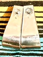 VINTAGE DIABLO MONEL WESTERN SHOW STIRRUPS WITH 1 1/4" STERLING CONCHOS