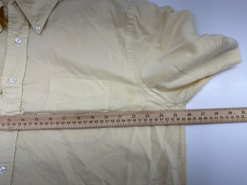 Lands End Mens Shirt Size 17.5 Regular Yellow Short Sleeve Button Up - Picture 9 of 12