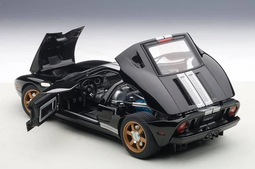 AUTOart 1/18 Ford GT 2004 Diecast 73023 black w/ white stripes Car Model NEW - Picture 6 of 8