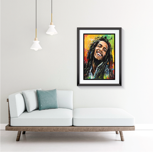 Arte de pared abstracto retro música pop reggae impresión cuadro enmarcado Bob Marley A3 A4 - Imagen 2 de 27