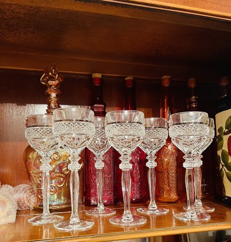 Champagne Riekes Crisa Glass Cut Crystal White Wine Set Of 7 New Without Box - Picture 5 of 13