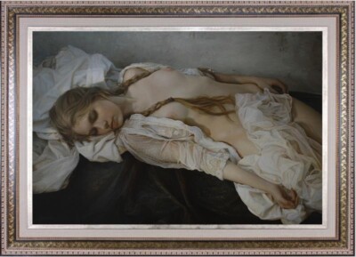 Handmade Original Oil Painting art female nude girl on canvas 24''x36''