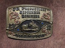 Vintage Trophy Rodeo Champion Belt Buckle LARGE 2015 cutting Cattle