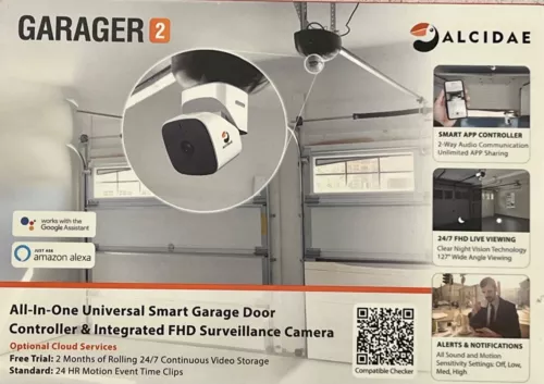 Alcidae Garager 2 All In One Smart Garage Door Opener & Surveillance Camera New!