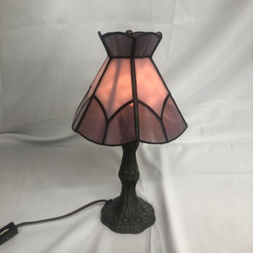 Vintage TIFFA-MINI 11" Table Lamp L&L LWMC Beveled Glass Purple - Picture 1 of 15