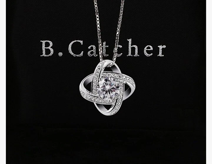  B.catcher collana con pendenti gemelli in zircone cubico ed argento 925 - Immagine 4 di 4