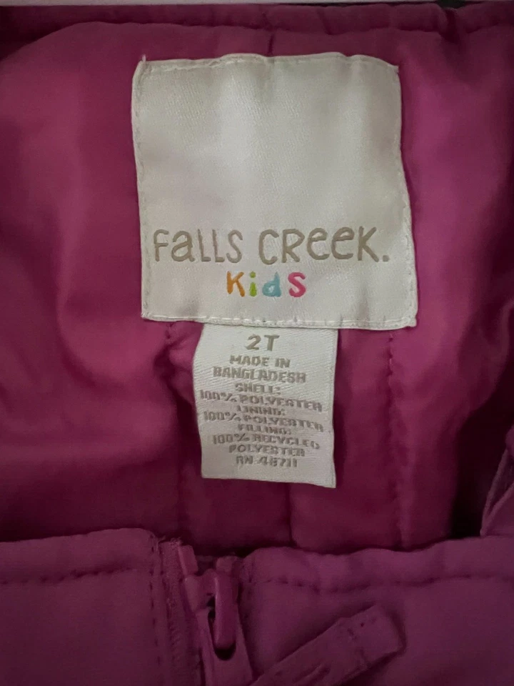 Baberos de nieve rosa Falls Creek para niños talla 2T - nuevos con etiquetas Foto 2 de 3