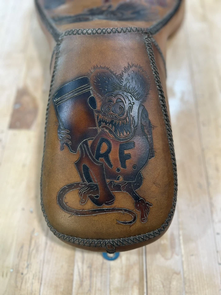 One Of A Kind Leather Le Pera Silhouette Seat Harley Softail Ratfink Hand Stitch - Image 4 of 4