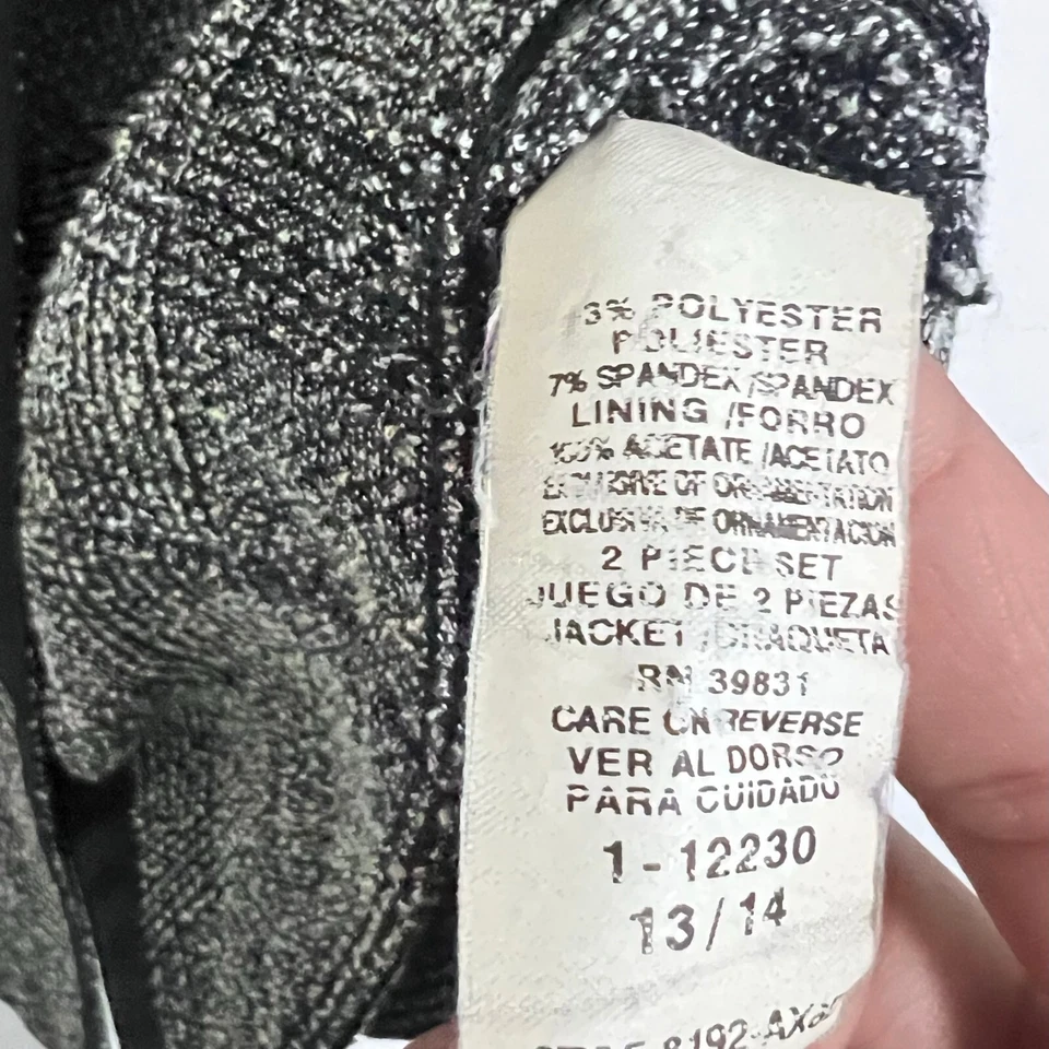 Abrigo Chaqueta My Michelle Niñas Tweed Talla 13/14 Gris Jaspeado Cuello Abotonado Foto 4 de 4