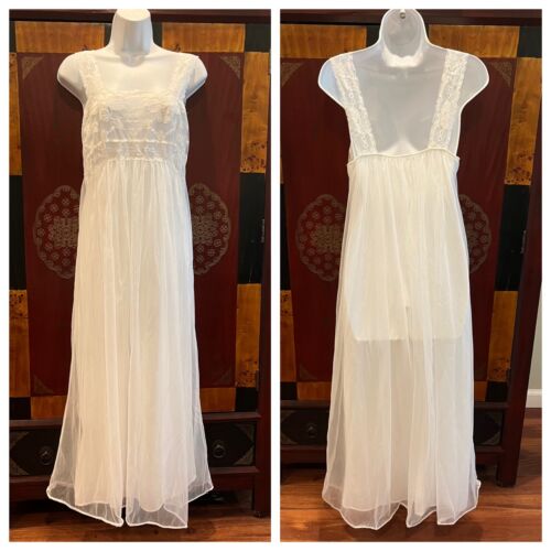 Vintage 1960s Sears Nylon Women’s Nightgown And Robe Peignoir Set White Size 34 - Picture 3 of 24