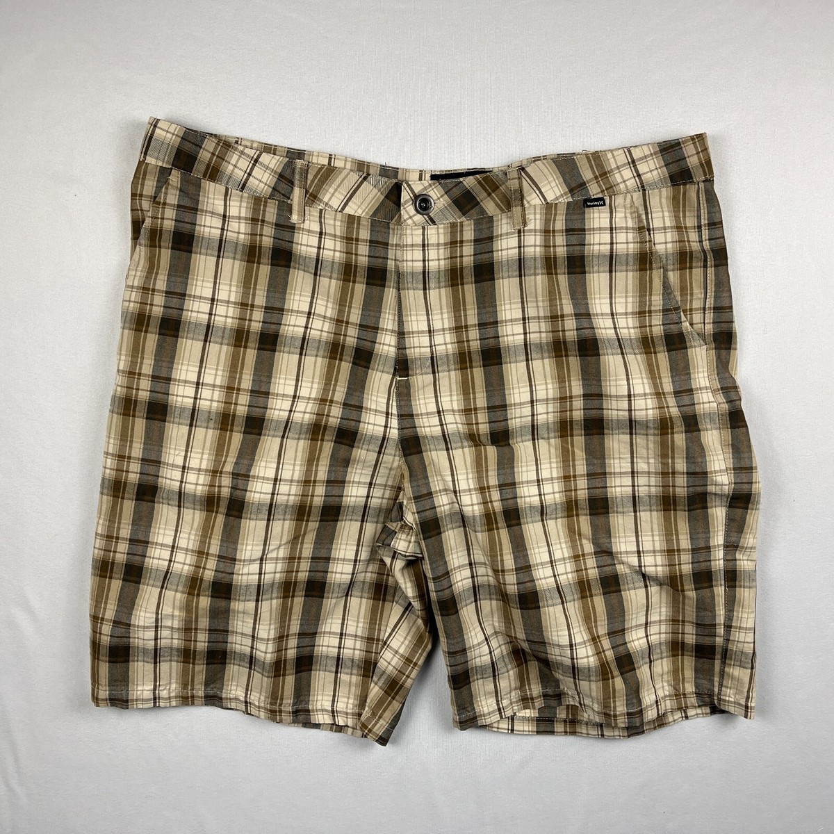Hurley Shorts Mens 38 Brown Tan Plaid Khaki Outdoor Classic Board Short  Casual - Main Image