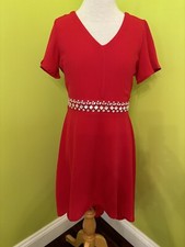 Poppies  Roses Girls Size 10 Red High Low Dress Flutter Sleeve Belt Rhinestone