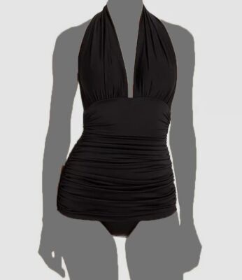 Norma Kamali Women's Black Bill Halter One Piece Swimsuit Size S