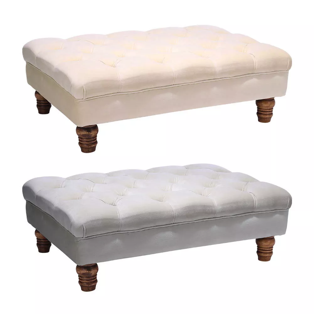 Low Bench Tufted Button Living Room Coffee Table Bedroom Footstool