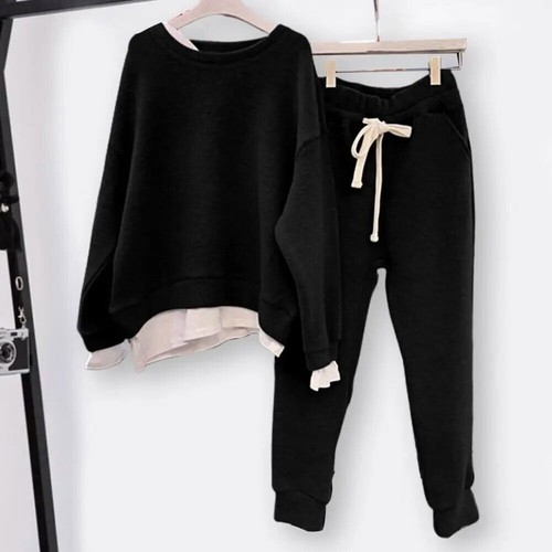 Women Sweater Tracksuit Two-piece Style Outfit Sweatshirt Pants Sets - Picture 15 of 25
