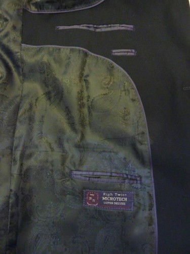 Blazer Designer Adolfo Navy Deluxe Microtech 2/4 Stemma Bottone~44L~NUOVO CON ETICHETTE $180 - Foto 6 di 12