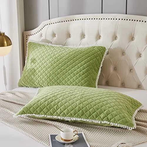 Diamond Quilted Velvet Pillowcases 2 Pack Pillow Shams Standard