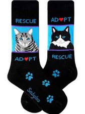 Adopt Rescue Men's Crew Socks Size 10-13 Sabyloo Socks Novelty Paws Fashion New