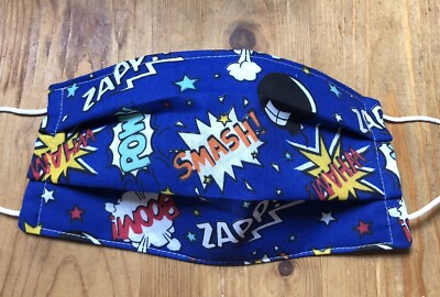 Cartoon Bildunterschriften Bombe Explosion Pow Bang Zap Superheld handgefertigte Gesichtsmaske