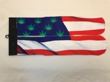 American flag with green leafs stars Funny socks unisex