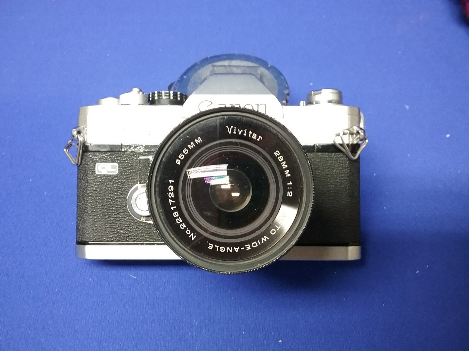 Vintage Canon FTb QL Film Camera With vivitar 28mm 12 lens Silver