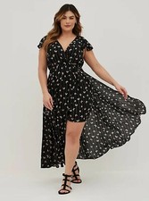 Torrid Butterfly Maxi Dress Asymmetrical Walk Through Black NWT New 6X