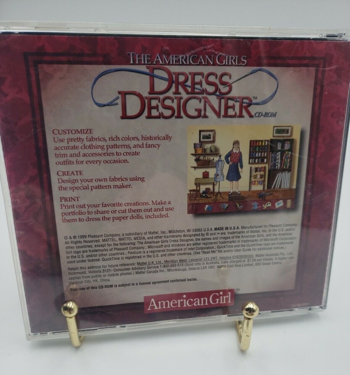 AMERICAN GIRLS Historical Doll Dress Designer CD-ROM Windows 95 98